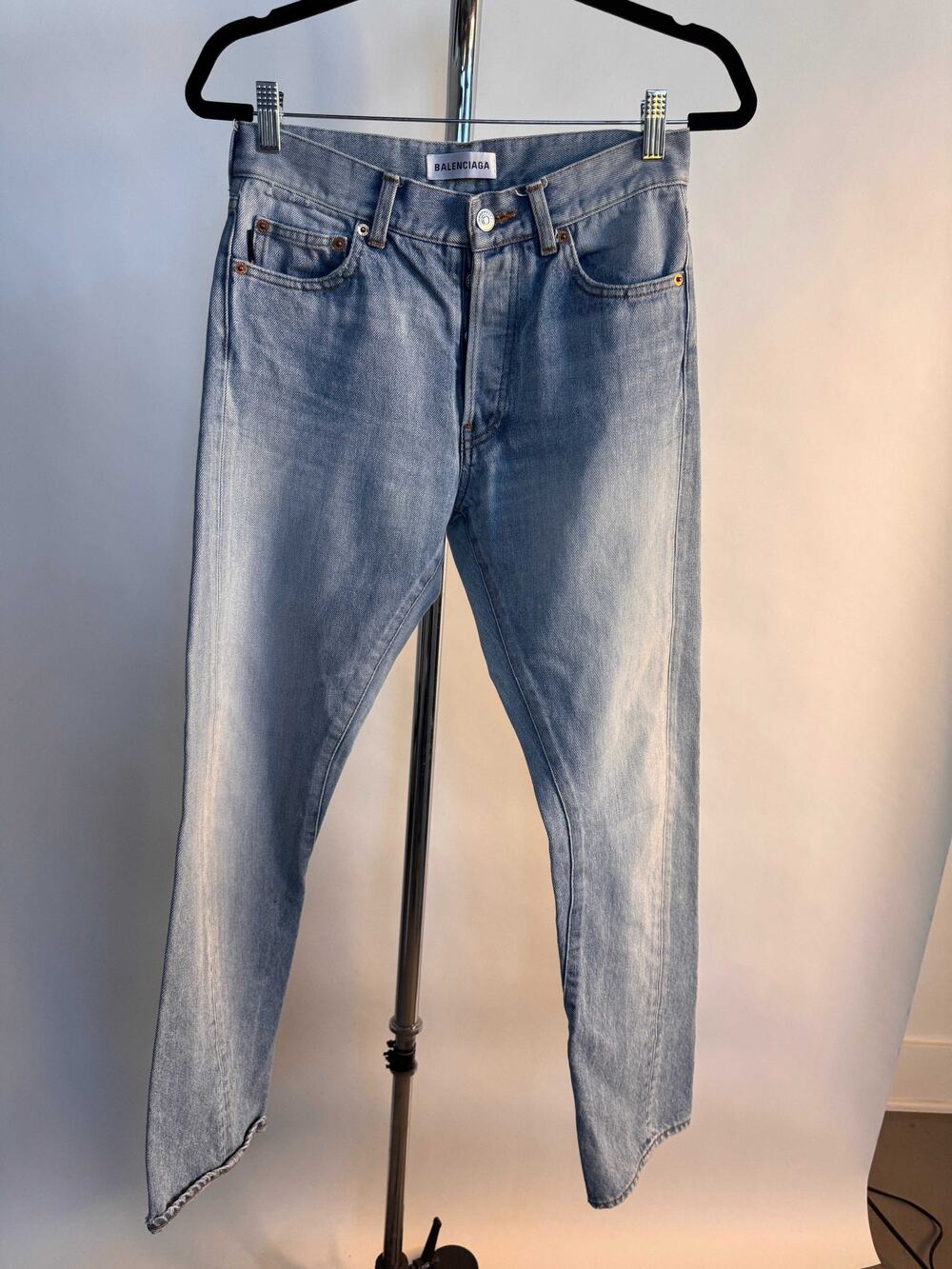 Balenciaga Light Wash Twisted Seam Denim Jeans Made in Japan